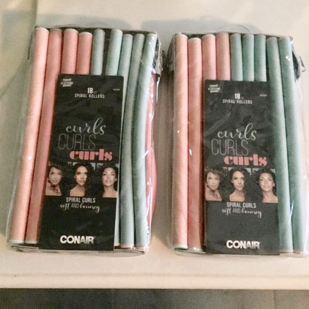 CONAIR Spiral Curls Flexible Rollers~2 NEW packages~36 Curlers~Spirals or Waves